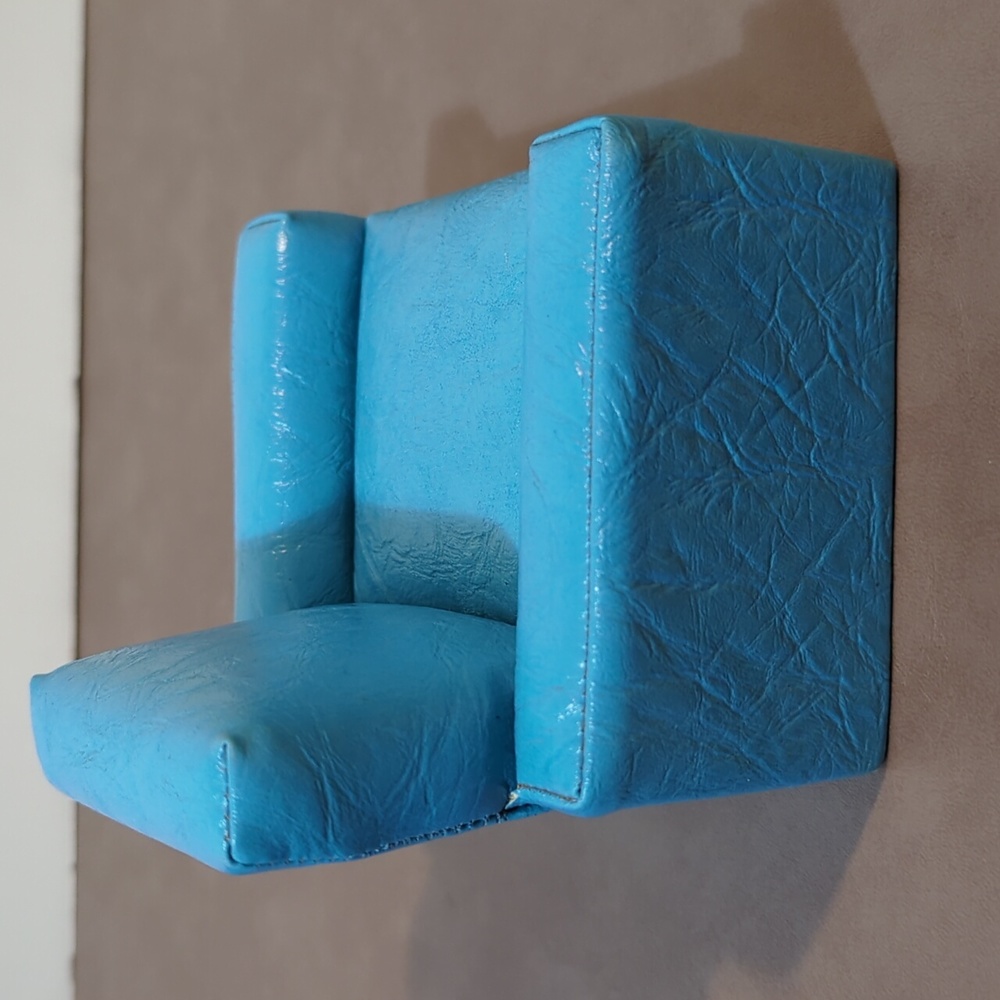 Doll Furniture Living Room Set of 3 Hand Crafted Vintage Blue Boat seat material - Picture 3 of 16